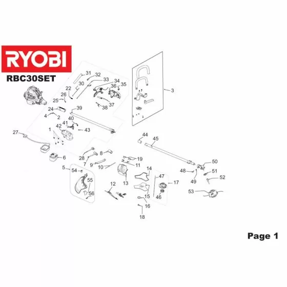 Ryobi RBC30SBT Type No: 5133000428 HANDLE 308056002 Spare Part